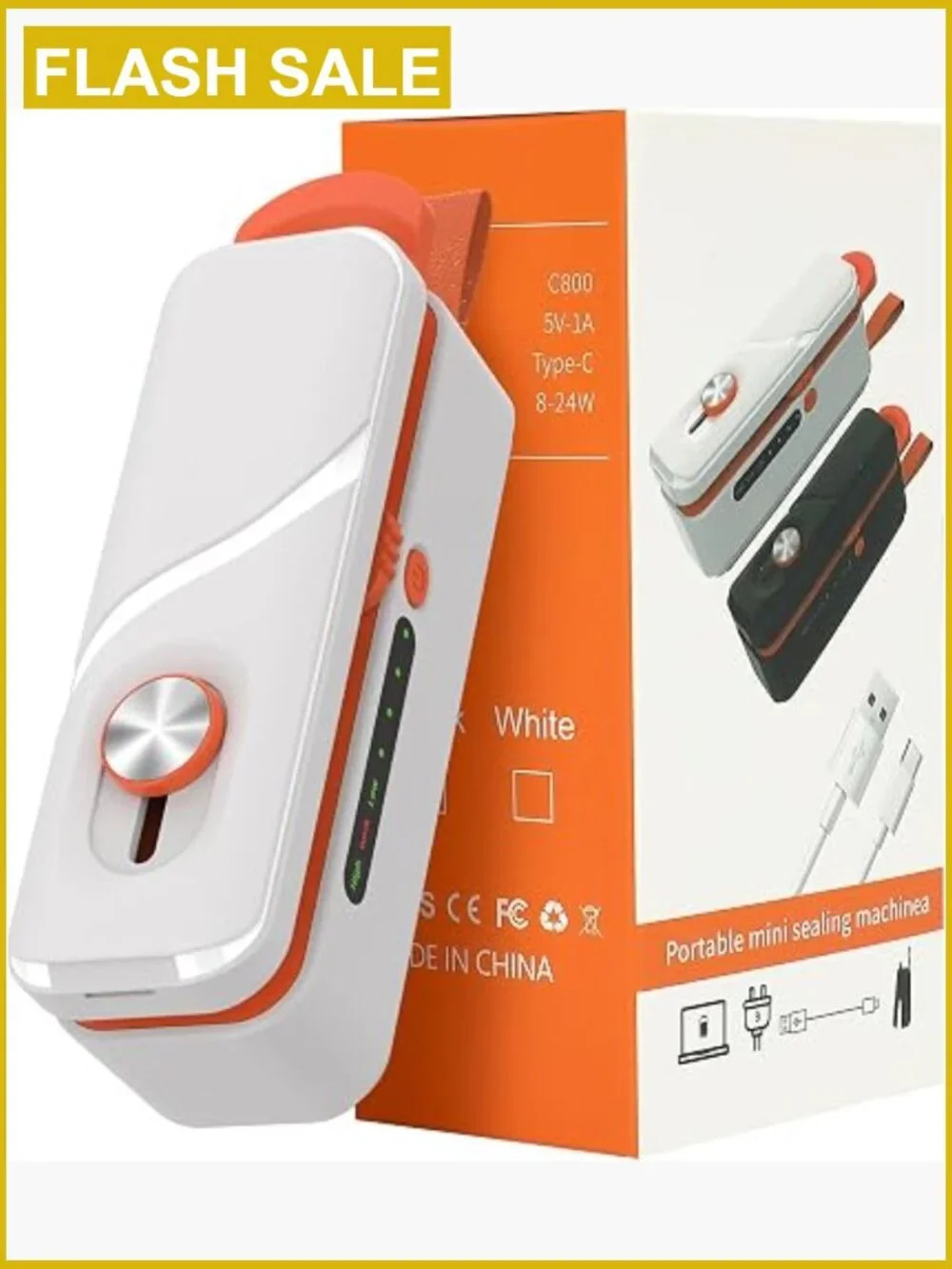 Mini Bag Sealer Rechargeable Portable Heat Sealing Machine Food Storage